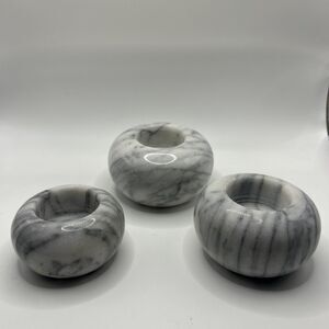 3 MARBLE TEALIGHT CANDLE HOLDERS DIFFERENT SIZES HEAVY WEIGHT